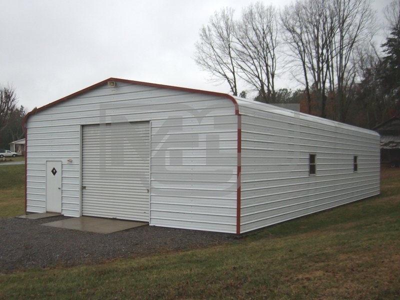 Garage | Regular Roof | 24W x 36L x 10H |  Enclosed Metal Garage 