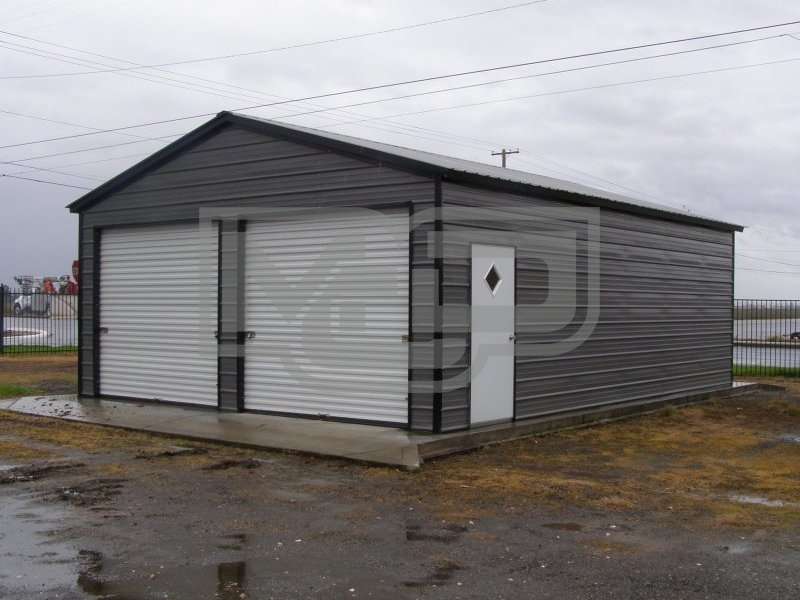 Garage | Vertical Roof | 22W x 26L x 9H | 2-Car Steel Garage