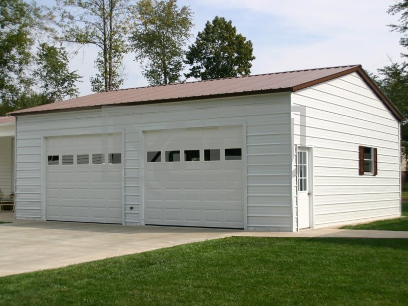 Metal Garage | Vertical Roof | 24W x 31L x 10H | 2-Car Metal Garage | Vertical Roof | 24W x 31L x 10H | 2-Car