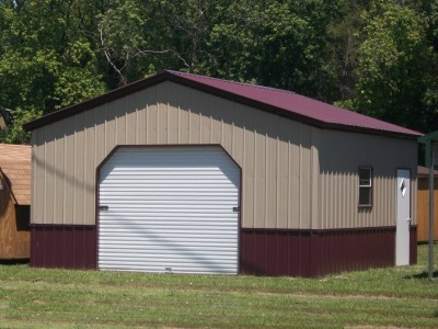 Deluxe Metal Garage | Vertical Roof | 20W x 21 x 8H |  1-Car Garage