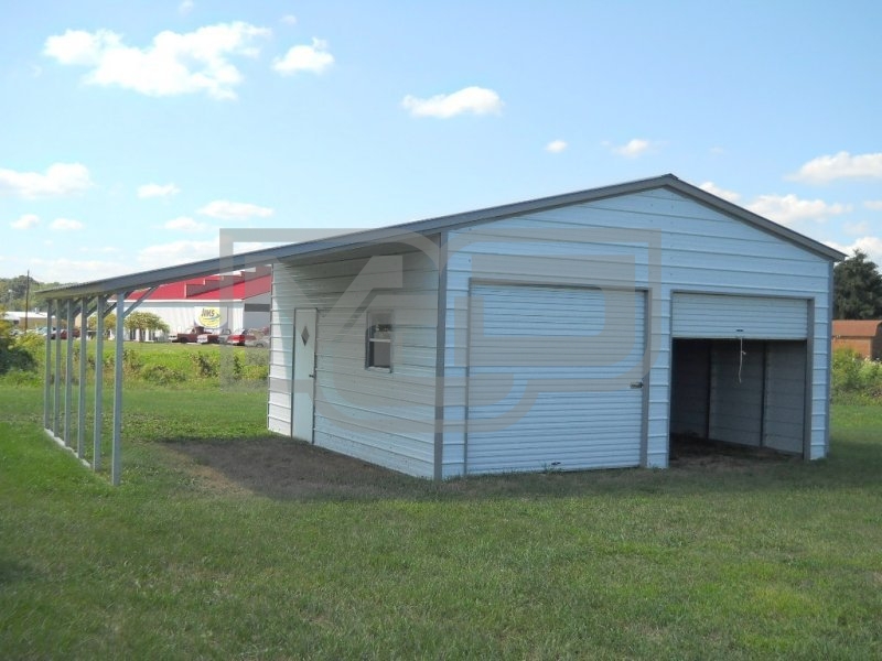 Metal Garage | Vertical Roof | 22W x 26L x 10H | Lean-to Metal Garage | Vertical Roof | 22W x 26L x 10H | Lean-to