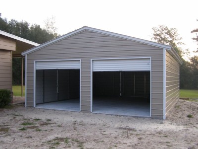 2-Car Metal Garage Building | Vertical Roof | 22W x 26L x 9H | Steel Garage