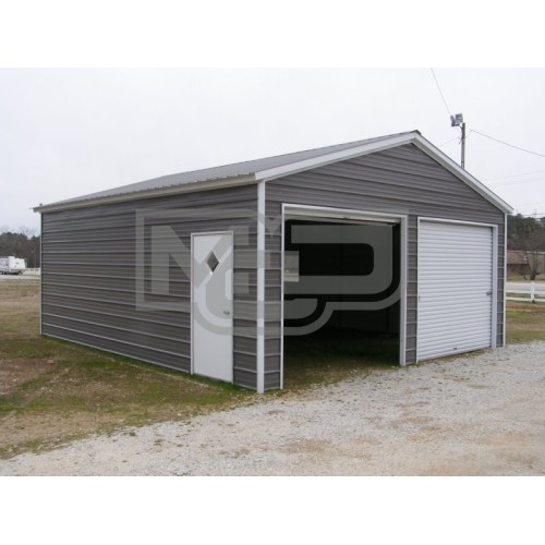 2-Bay Garage Building | Vertical Roof | 20W x 21L x 9H |  Metal Garage