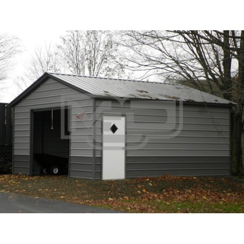 Backyard Storage Garage | Vertical Roof | 18W x 21L x 8H |  Metal Storage