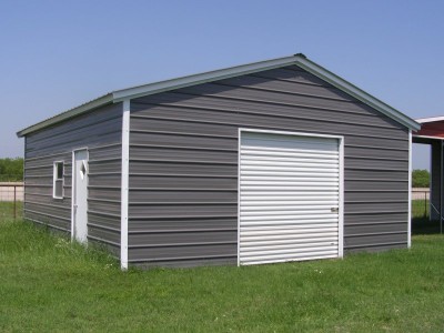 Metal Garage | Vertical Roof | 18W x 29L x 9H | 1-Car Garage