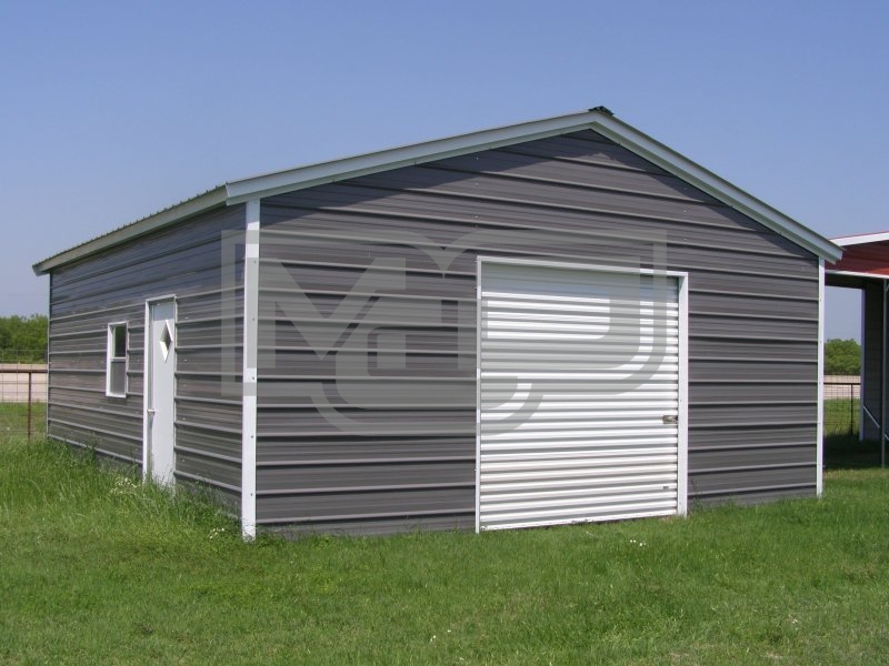 Metal Garage | Vertical Roof | 18W x 29L x 9H | 1-Car Garage Metal Garage | Vertical Roof | 18W x 29L x 9H | 1-Car Garage