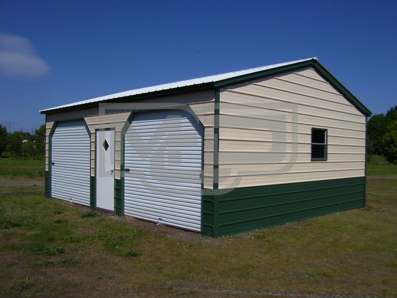 Side Entry Metal Garage | Vertical Roof | 22W x 26L x 9H | 2-Cars Side Entry Metal Garage | Vertical Roof | 22W x 26L x 9H | 2-Cars