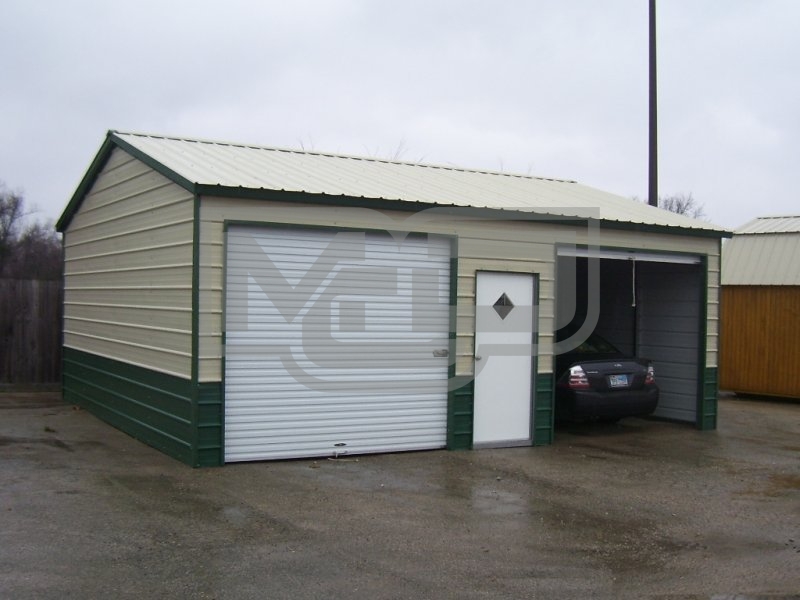 Metal Garage | Vertical Roof | 22W x 26L x 9H | Side Entry