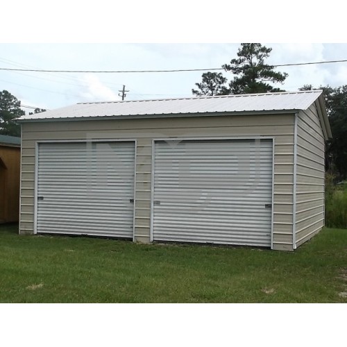 2-Car Garage | Vertical Roof | 20W x 21L x 9H |  Side Entry Metal Garage