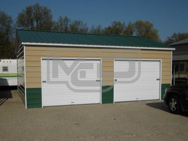 2-Car Enclosed Garage | Vertical Roof | 22W x 26L x 9H | Side Entry
