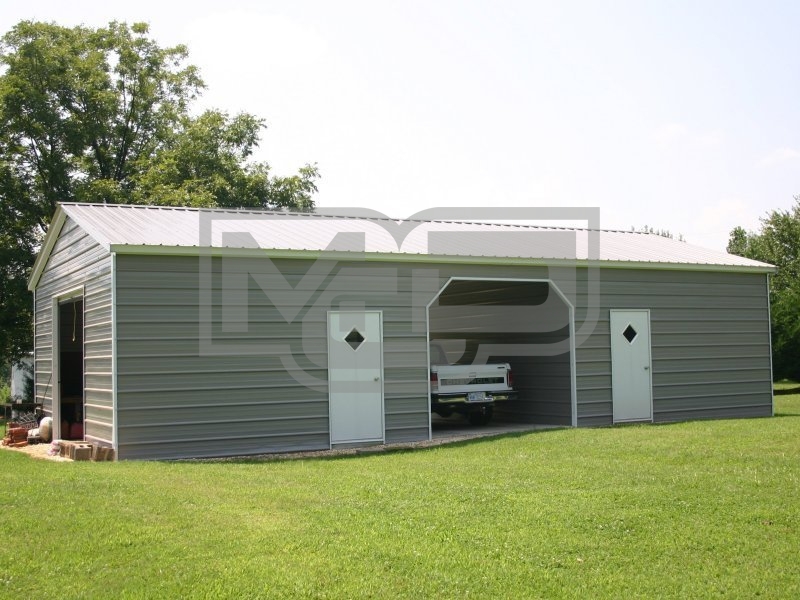 Enclosed Steel Building | Vertical Roof | 24W x 51L x 9H | Metal Garage