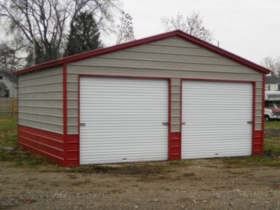 2-Bay Garage | Vertical Roof | 20W x 21L x 9H |  Metal Garage