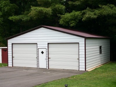 2-Car Garage | Vertical Roof | 24W x 31L x 9H | Metal Garage