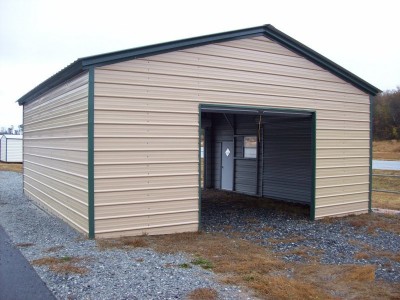 Single Bay Metal Garage | Vertical Roof | 20W x 26L x 9H | 1-Car