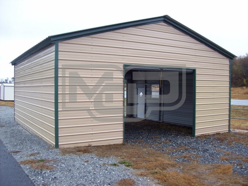 Single Bay Metal Garage | Vertical Roof | 20W x 26L x 9H | 1-Car