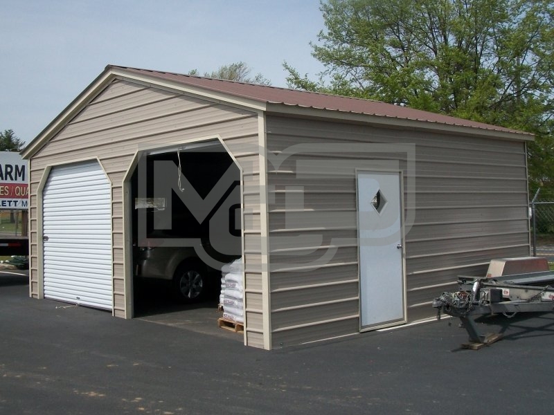 Enclosed Steel Garage | Vertical Roof | 22W x 21L x 9H | 2-Car Enclosed Steel Garage | Vertical Roof | 22W x 21L x 9H | 2-Car