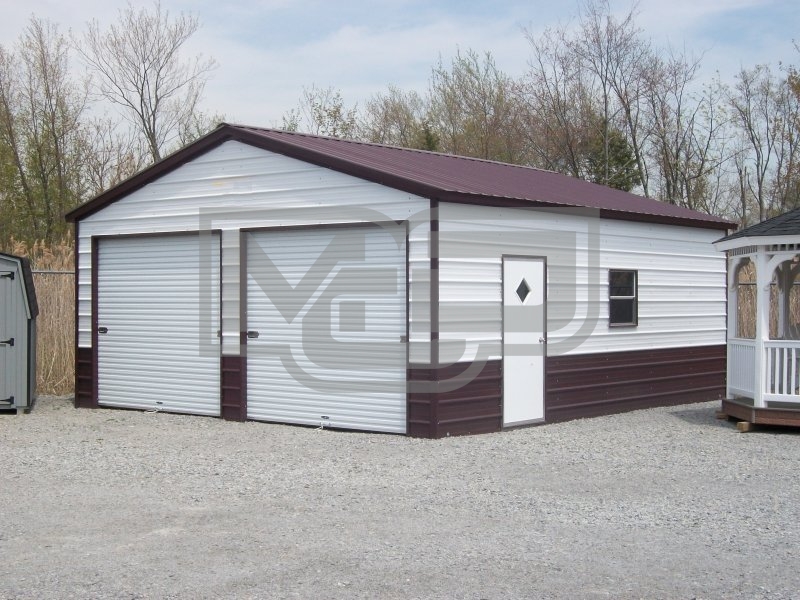 Metal Garage | Vertical Roof | 22W x 26L x 9H |  2-Car Garage
