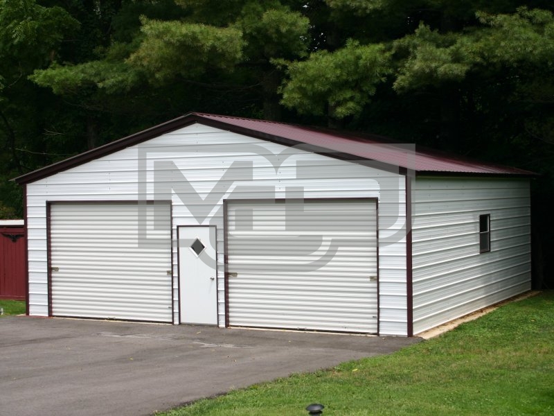 2-Vehicle Metal Garage | Vertical Roof | 24W x 36L x 9H | Enclosed 2-Vehicle Metal Garage | Vertical Roof | 24W x 36L x 9H | Enclosed