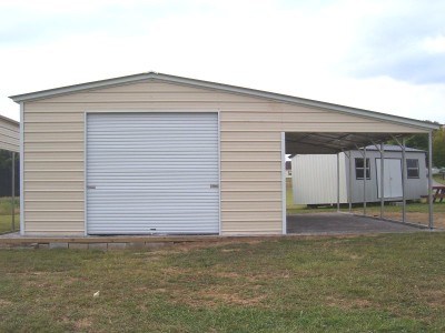 Metal Garage with Lean-to | Vertical Roof | 40W x 26L x 10H/7H | 2-Car