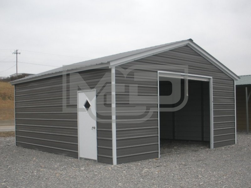 Enclosed Metal Garage | Vertical Roof | 20W x 21L x 9H | 1-Car Enclosed Metal Garage | Vertical Roof | 20W x 21L x 9H | 1-Car