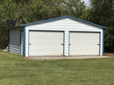 Metal Garage | Boxed Eave Roof | 20W x 21L x 8H | 2 Bays