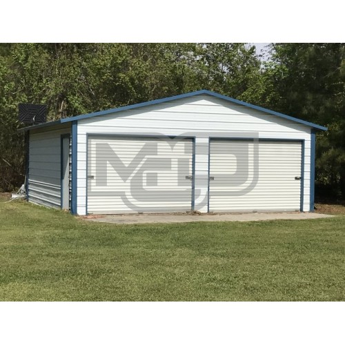 Metal Garage | Boxed Eave Roof | 20W x 21L x 8H | 2 Bays