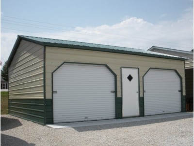 Side Entry Metal Garage | Vertical Roof | 22W x 26L x 9H | 2-Car