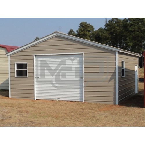 Metal Garage | Vertical Roof | 20W x 21L x 8H | 1-Car