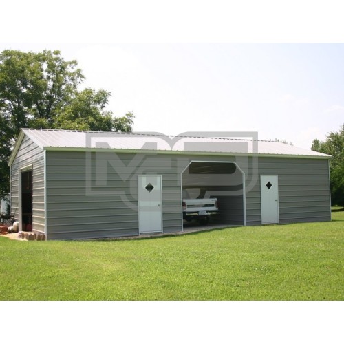 Enclosed Steel Building | Vertical Roof | 22W x 51L x 9H | Metal Garage