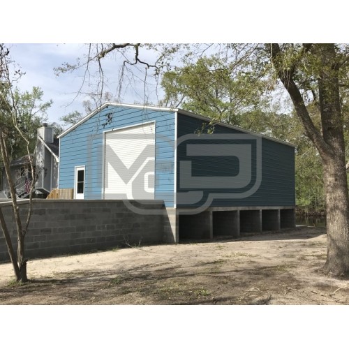 Enclosed Metal Workshop | Vertical Roof | 30W x 41L x 13H |  All Steel