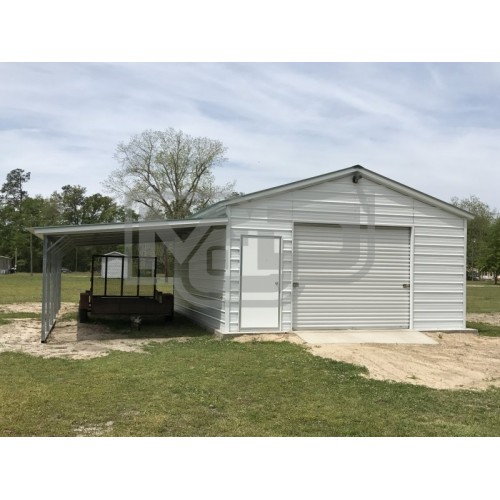 Metal Garage with Lean-to | Vertical Roof | 18W x 26L x 9H | 1-Car