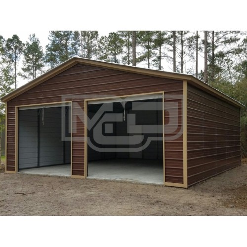 2-Car Garage | Vertical Roof | 24W x 26L x 9H | Metal Garage