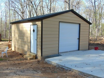 Backyard Storage Garage | Vertical Roof | 20W x 21L x 7 | Metal Garage