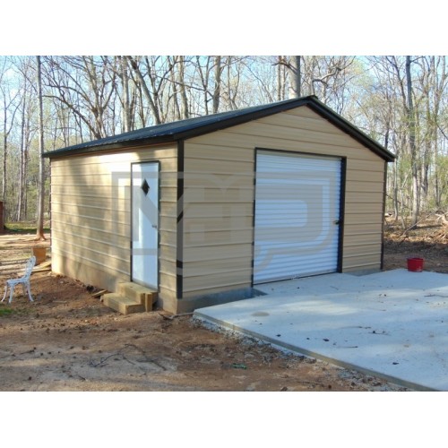 Backyard Storage Garage | Vertical Roof | 20W x 21L x 7 | Metal Garage