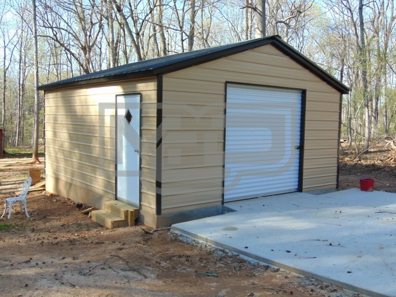 Backyard Storage Garage | Vertical Roof | 20W x 21L x 7 | Metal Garage
