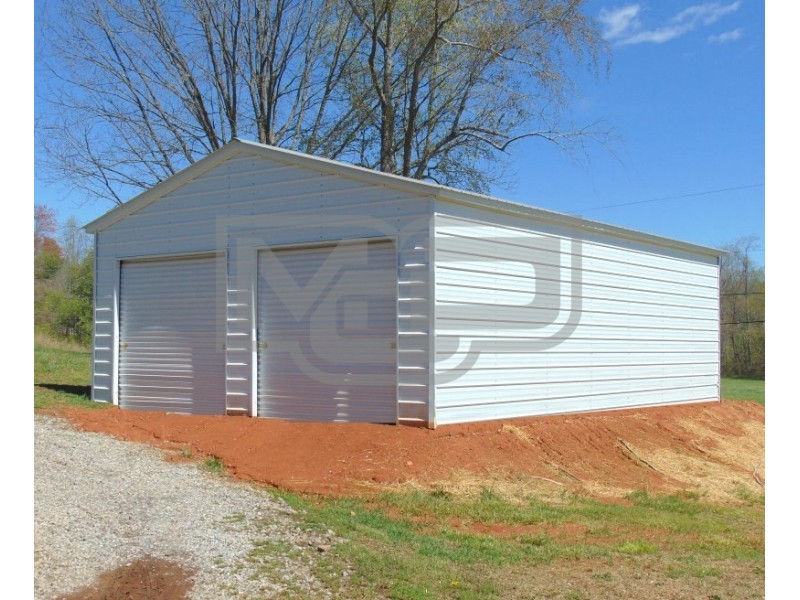 2-Car All-Steel Garage | Vertical Roof | 22W x 31L x 9H |  Metal Garage