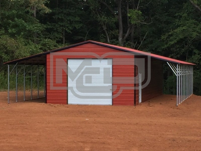Metal Garage with Leantos Vertical Roof 24W x 51L x 11H Metal Shed