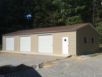 Side Entry Metal Garage | Vertical Roof | 24W x 51L x 9H |  Workshop