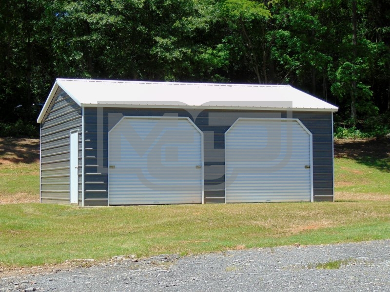 Side Entry Metal Garage | Vertical Roof | 20W x 26L x 9H | 2-Bay Side Entry Metal Garage | Vertical Roof | 20W x 26L x 9H | 2-Bay