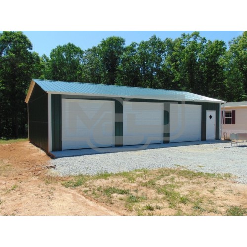 Garage with Side Entries | Vertical Roof | 22W x 41L x 9H | Metal Garage