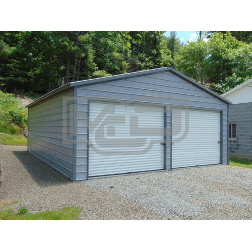2-Car Garage | Vertical Roof | 24W x 31L x 9H | Metal Garage