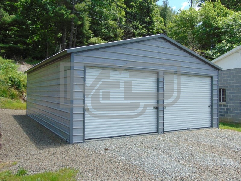 2-Car Garage | Vertical Roof | 24W x 31L x 9H | Metal Garage