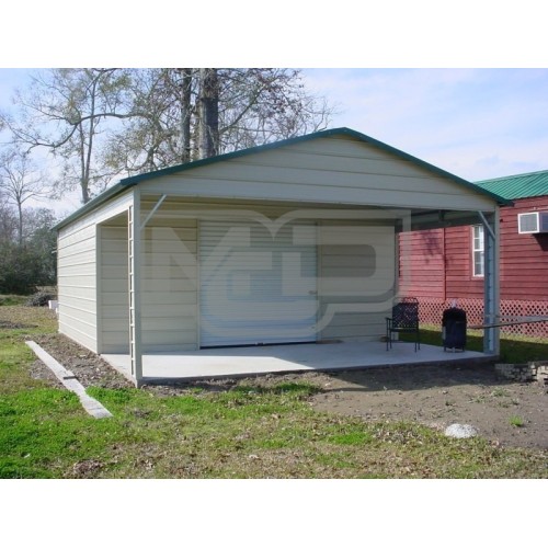 Garage | Boxed Eave Roof | 20W x 26L x 8H |  Metal Garage with Porch